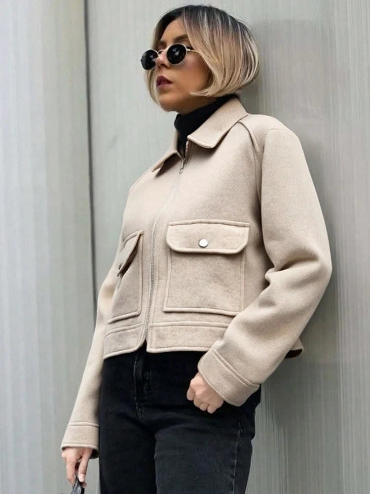 Women's Elegant Zipper Pocket Jacket