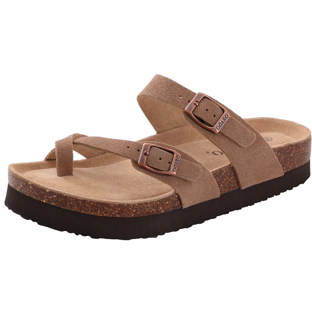 Unisex Suede Cork Insole Mules Slippers