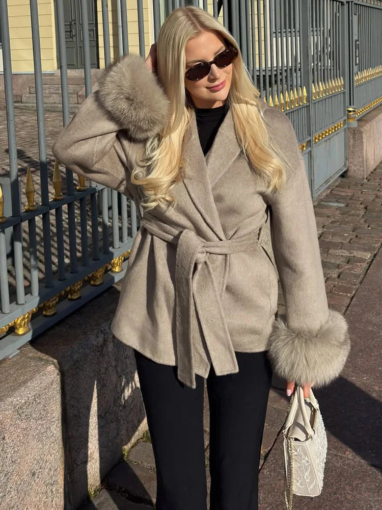 Tossy Fox Fur Wool Overcoat