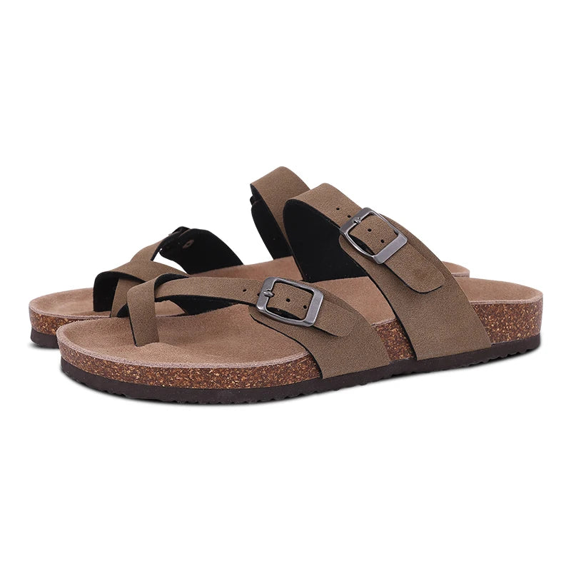 Unisex Suede Cork Insole Mules Slippers