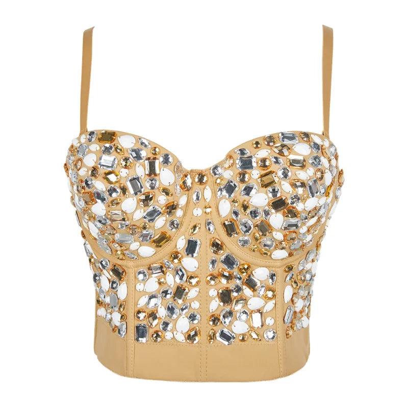 Pearl Rhinestone Y2K Corset Crop Top