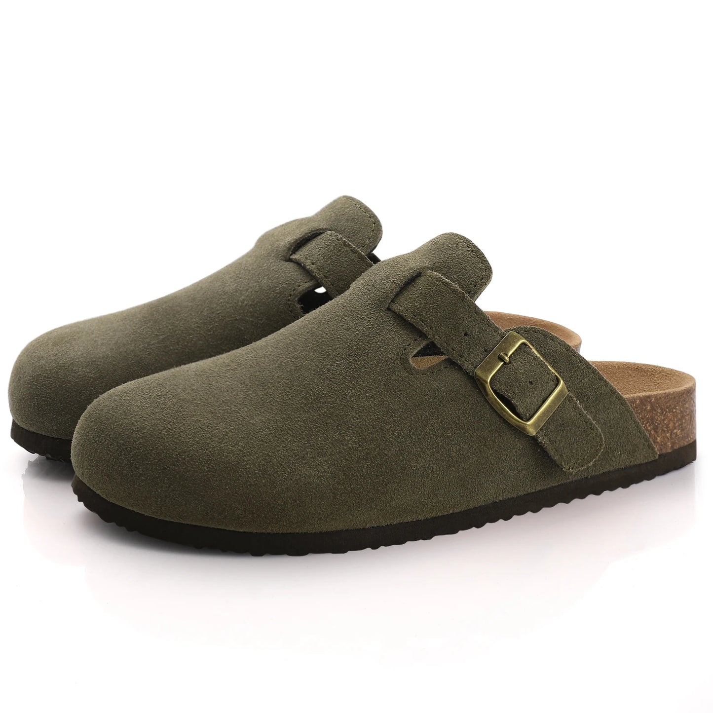 Unisex Suede Cork Insole Mules Slippers