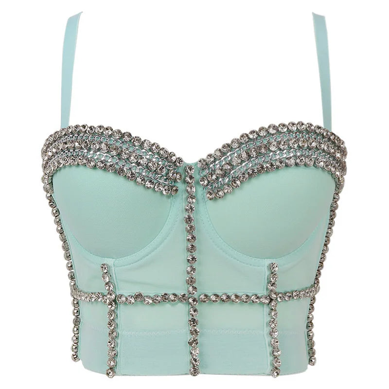 Pearl Rhinestone Y2K Corset Crop Top