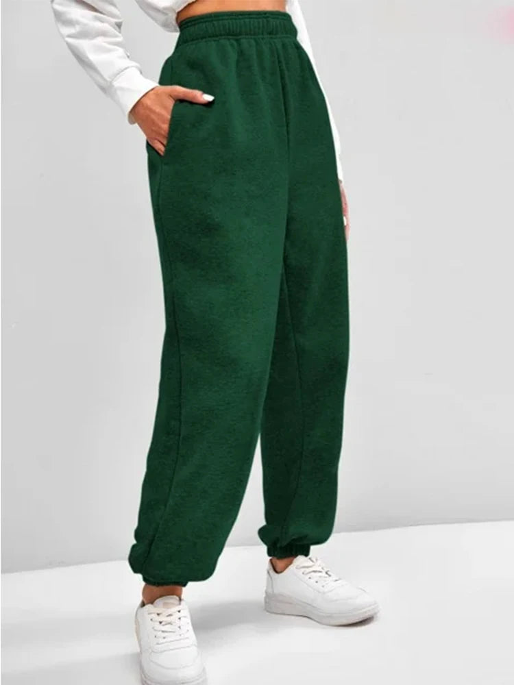 Comfortable High Waist Sweatpants for Women Stretchy and Soft Everyday Pants with Elastic Waistband