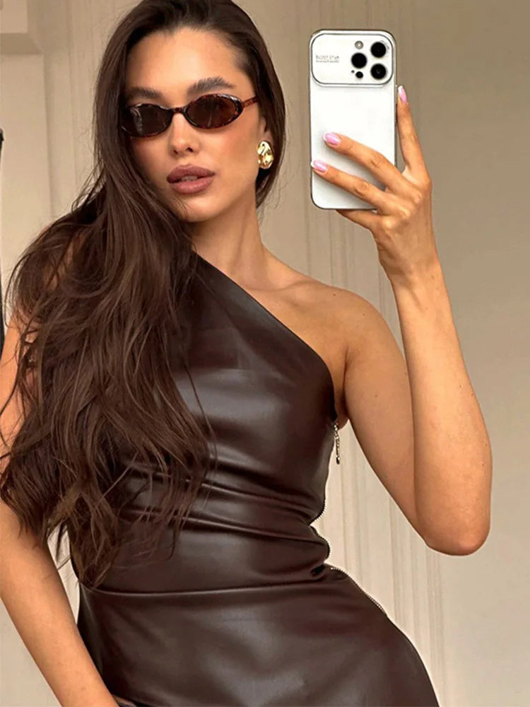 Women's Slim One-Shoulder Zipper Jacket