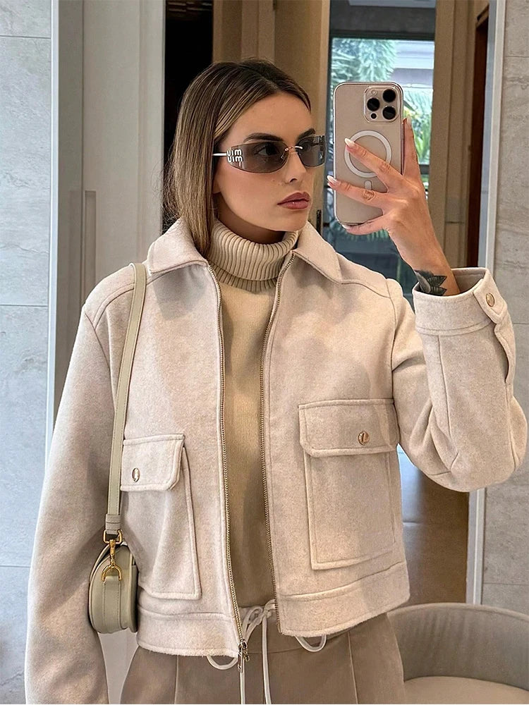 Women's Elegant Zipper Pocket Jacket