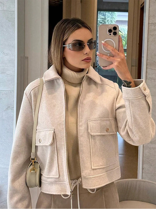 Women's Elegant Zipper Pocket Jacket