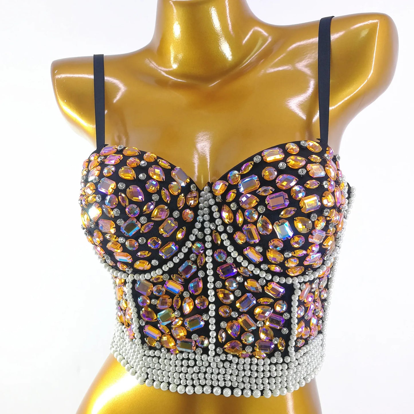 Pearl Rhinestone Y2K Corset Crop Top
