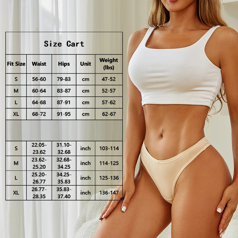 4PCS/Set Seamless Cotton Panties for Women Sexy Low Rise Thong G-String Panty Female V-Waist Breathable Underwear Soft Lingerie