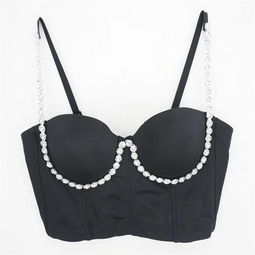 Pearl Rhinestone Y2K Corset Crop Top