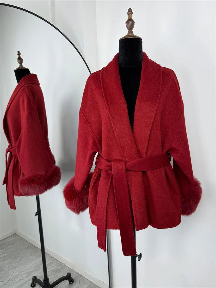 Tossy Fox Fur Wool Overcoat