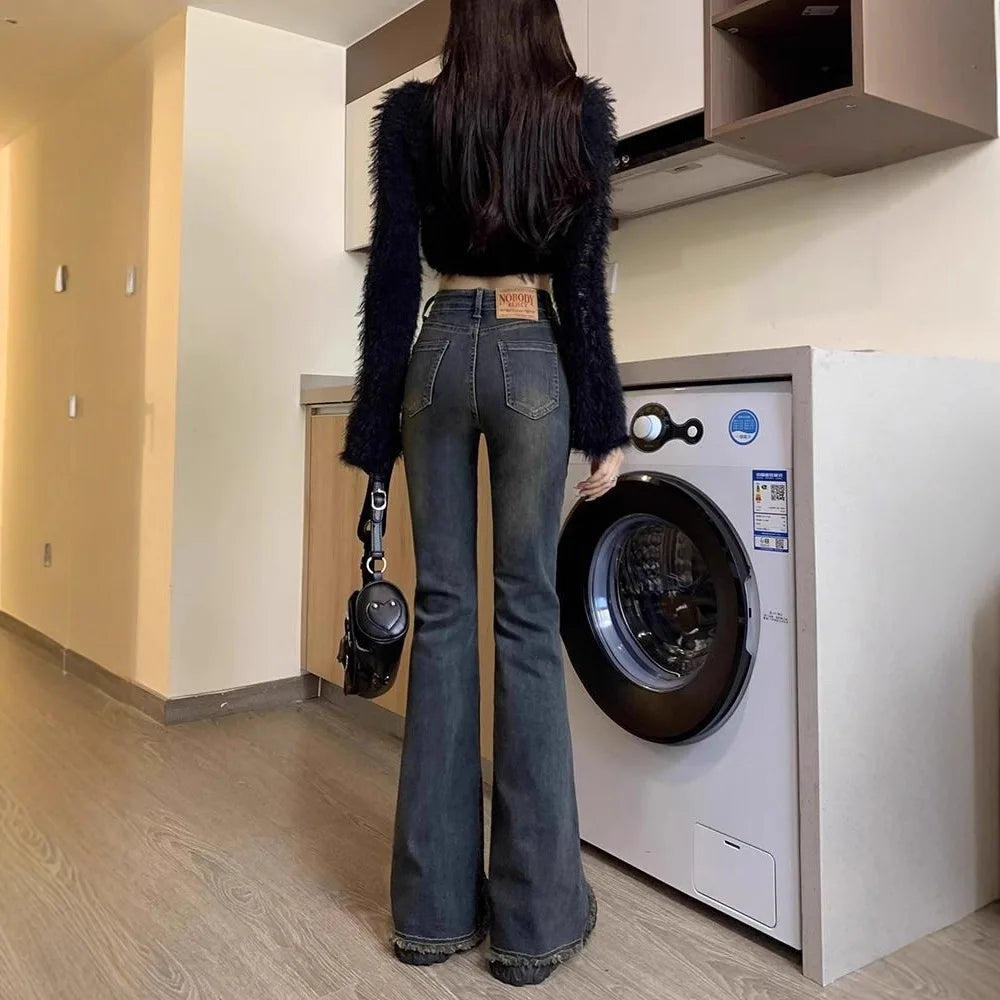 Women's Frayed Flare Bell-Bottom Jeans