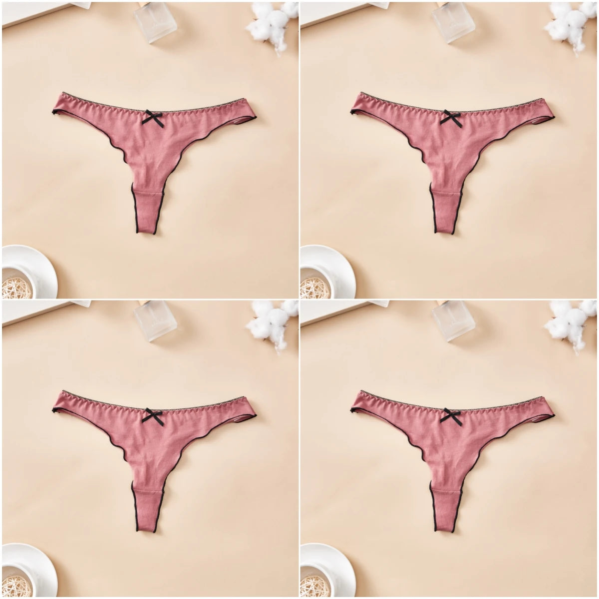 4-Piece Cotton Seamless Thong Set
