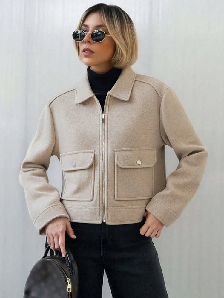 Women's Elegant Zipper Pocket Jacket