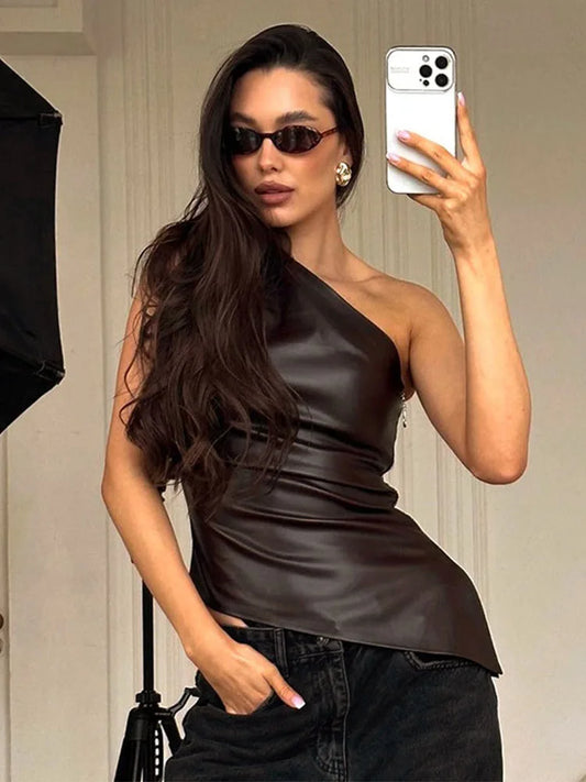 Women's Slim One-Shoulder Zipper Jacket