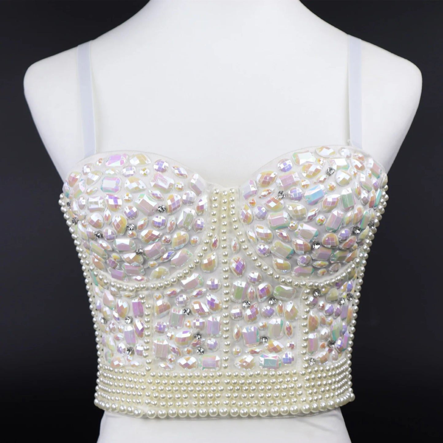 Pearl Rhinestone Y2K Corset Crop Top