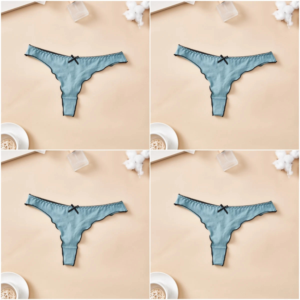 4-Piece Cotton Seamless Thong Set