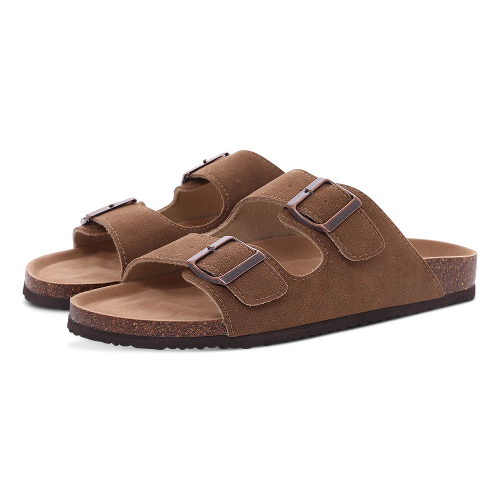 Unisex Suede Cork Insole Mules Slippers