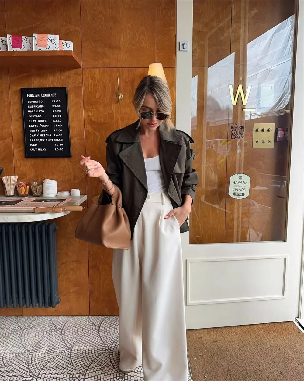 Vintage Cropped Double Breasted Trench Jacket