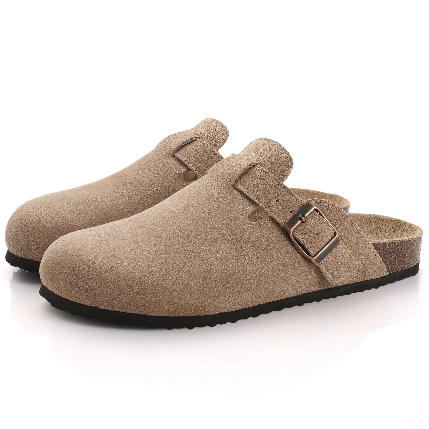 Unisex Suede Cork Insole Mules Slippers