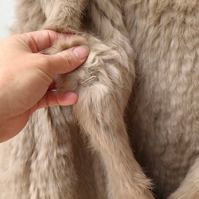 Women's Genuine Rabbit Fur Hooded Coat