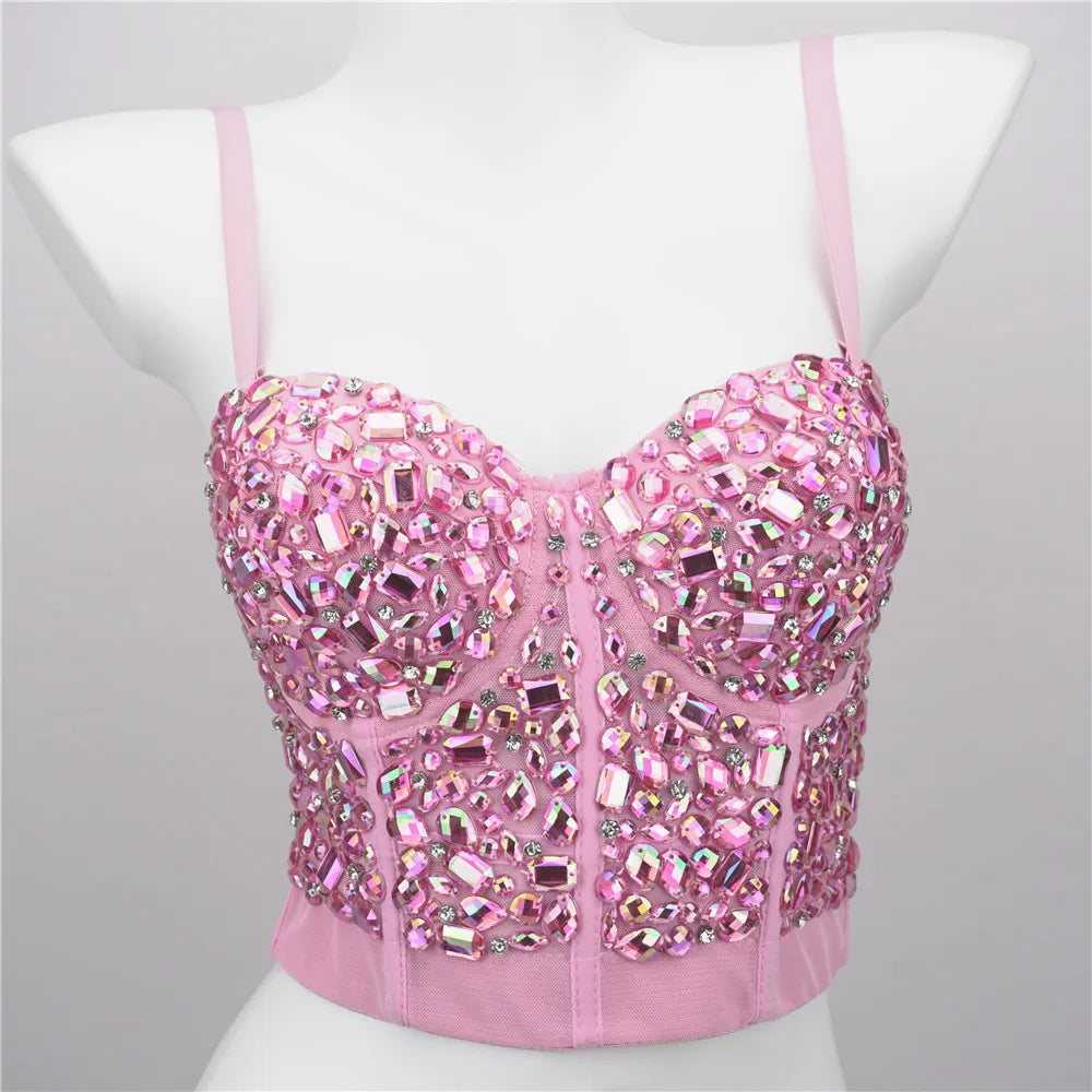 Pearl Rhinestone Y2K Corset Crop Top