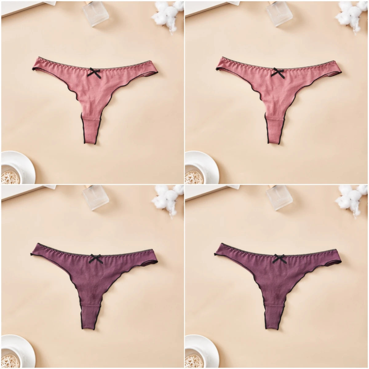 4-Piece Cotton Seamless Thong Set