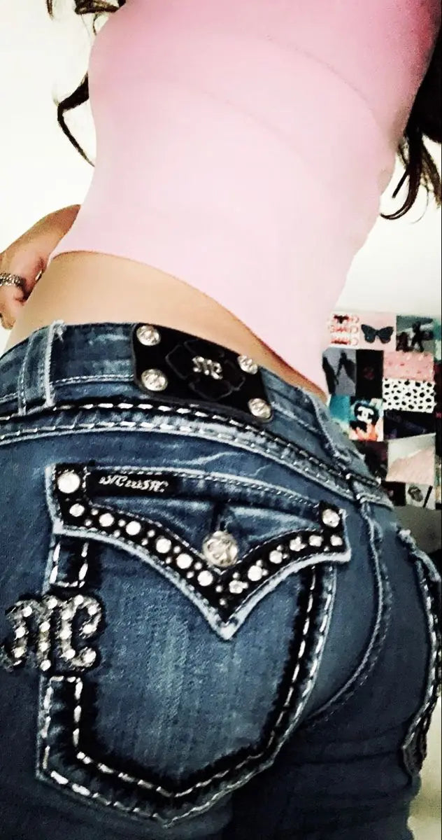 Women's Gothic Embroidered Flared Y2K Jeans