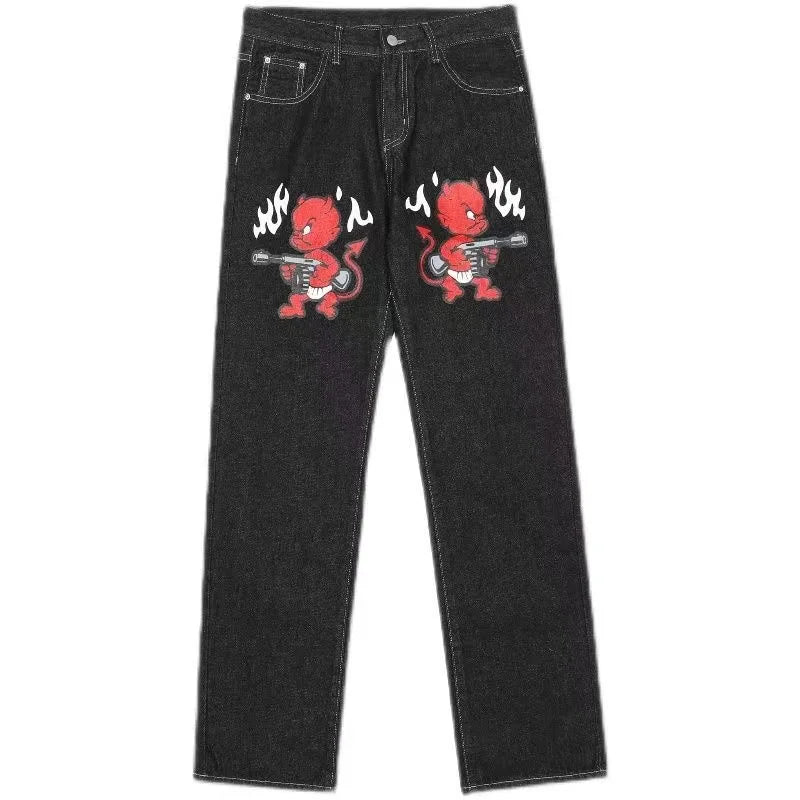 Women's Gothic Embroidered Flared Y2K Jeans