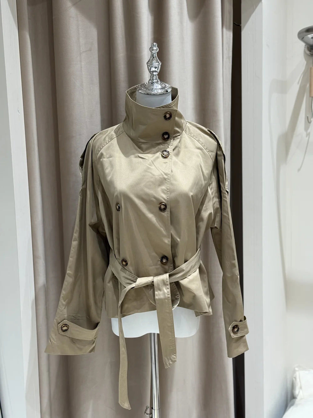 Bella Belted Cropped Trench Jacket