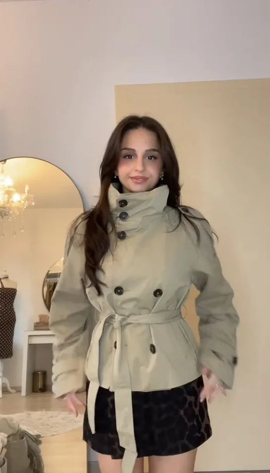 Bella Belted Cropped Trench Jacket