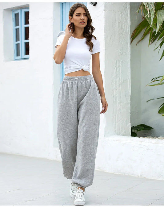 Women's High-Waist Jogger Sweatpants – Soft Stretchy Lounge Pants