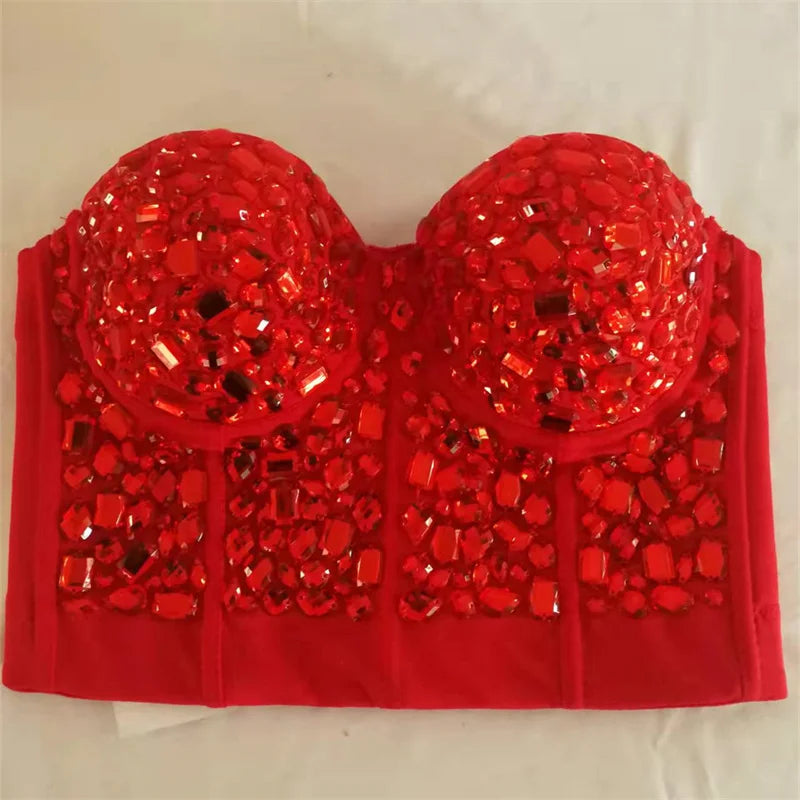 Pearl Rhinestone Y2K Corset Crop Top