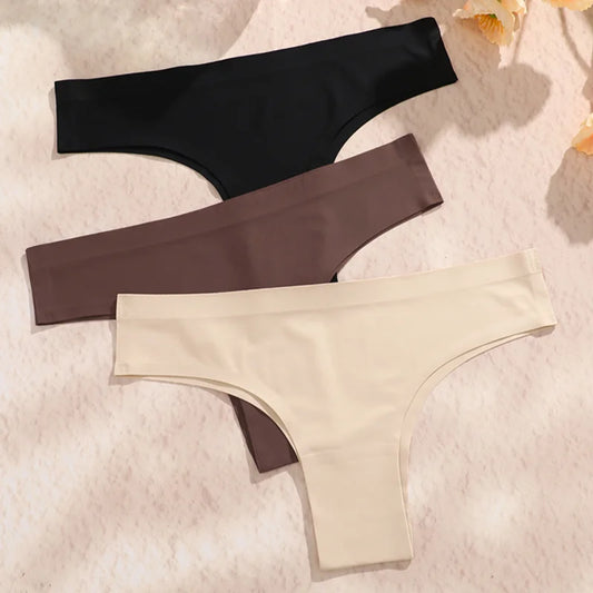 3-Pack Women's Ultra-Thin Seamless Brazilian Panties – Ice Silk Underwear