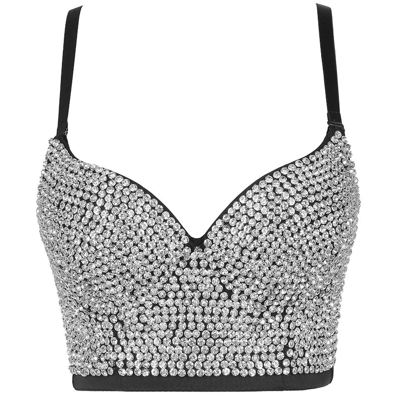 Pearl Rhinestone Y2K Corset Crop Top