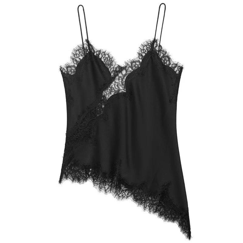 Y2K Satin Lace Backless Camisole Top