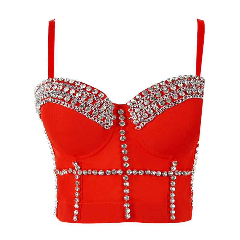 Pearl Rhinestone Y2K Corset Crop Top