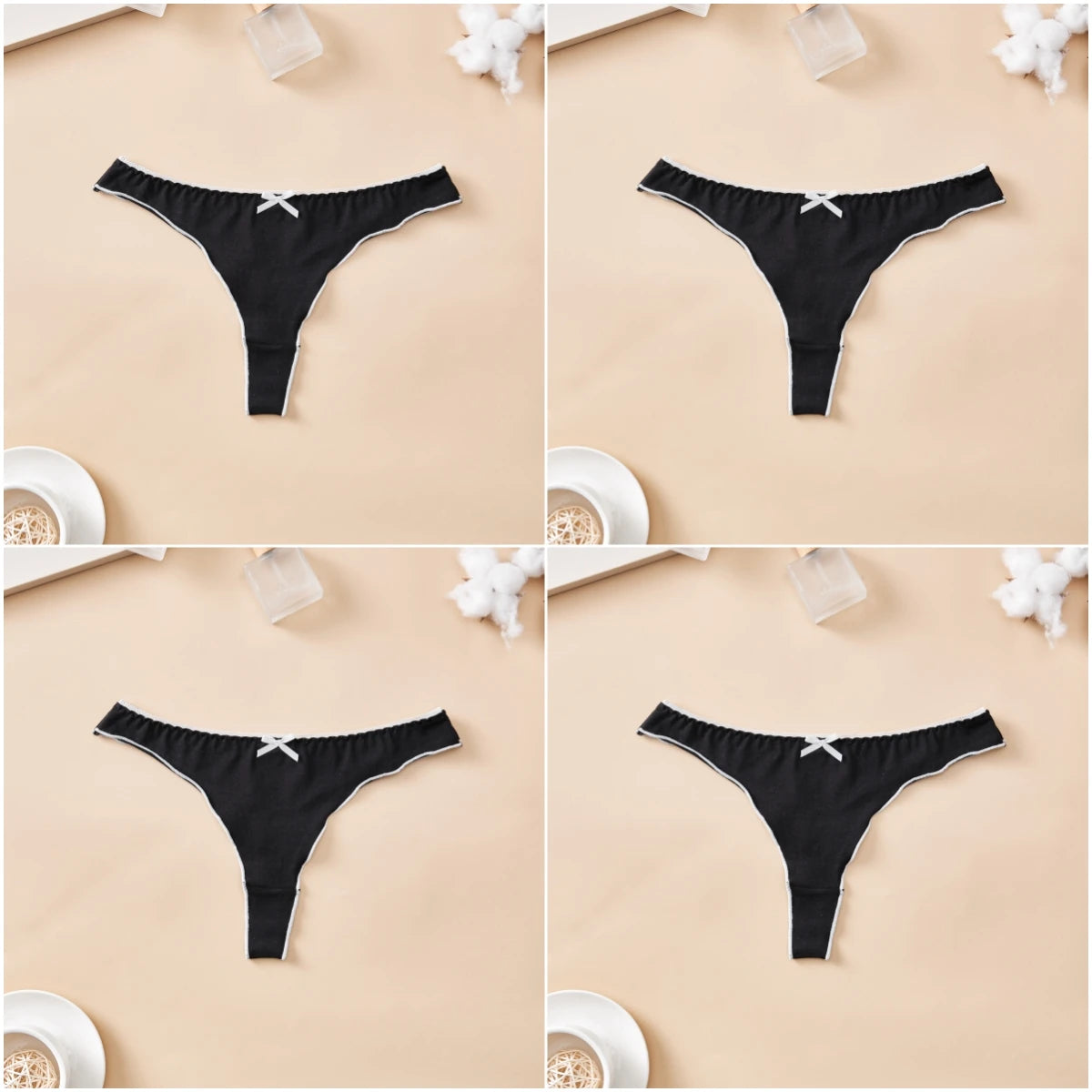 4-Piece Cotton Seamless Thong Set