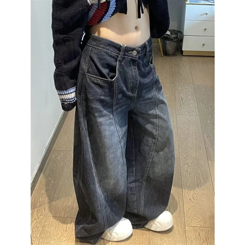 Women's Black Y2K Baggy Wide Leg Jeans