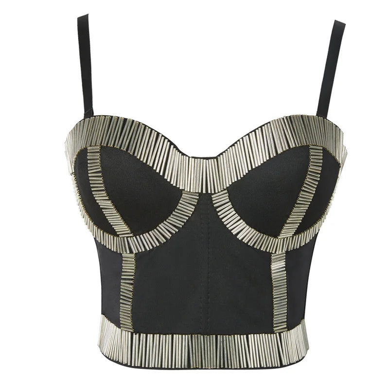 Pearl Rhinestone Y2K Corset Crop Top