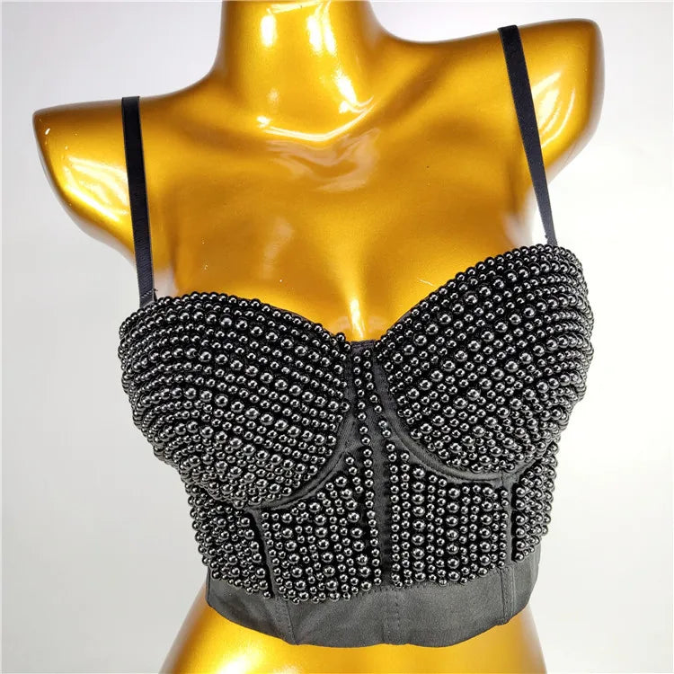 Pearl Rhinestone Y2K Corset Crop Top