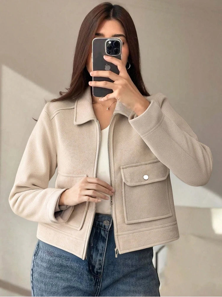 Women's Elegant Zipper Pocket Jacket