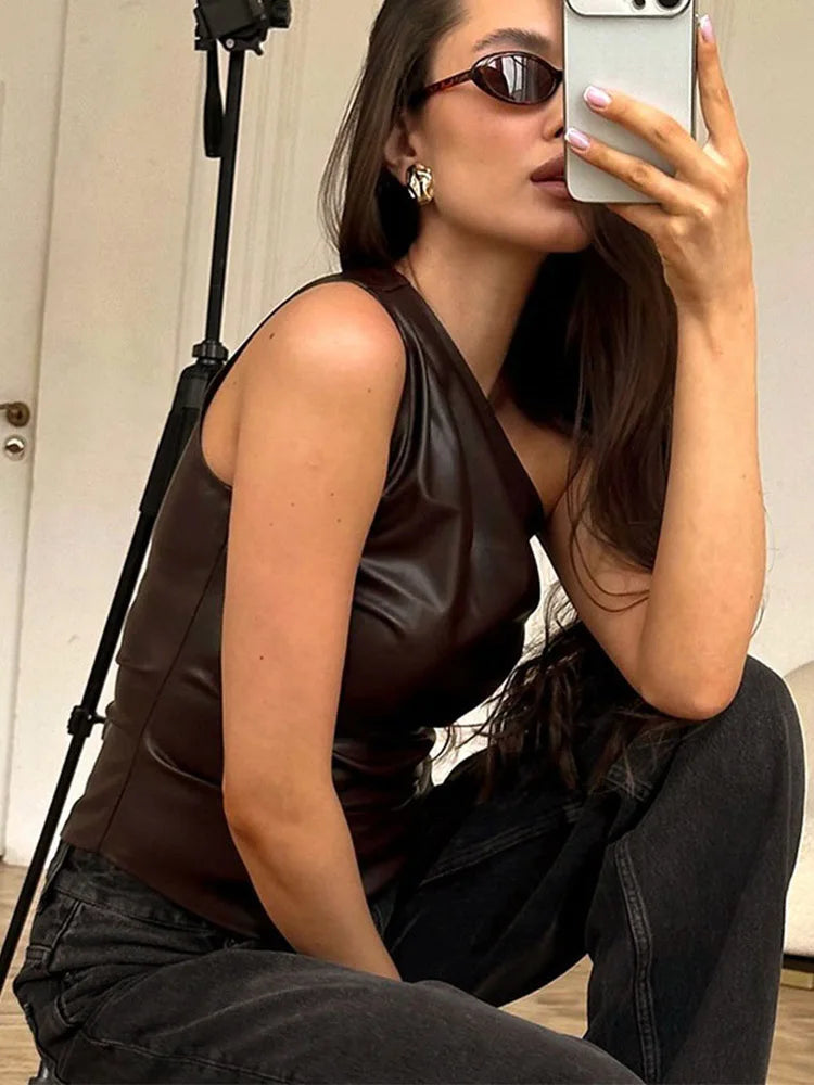 Women's Slim One-Shoulder Zipper Jacket