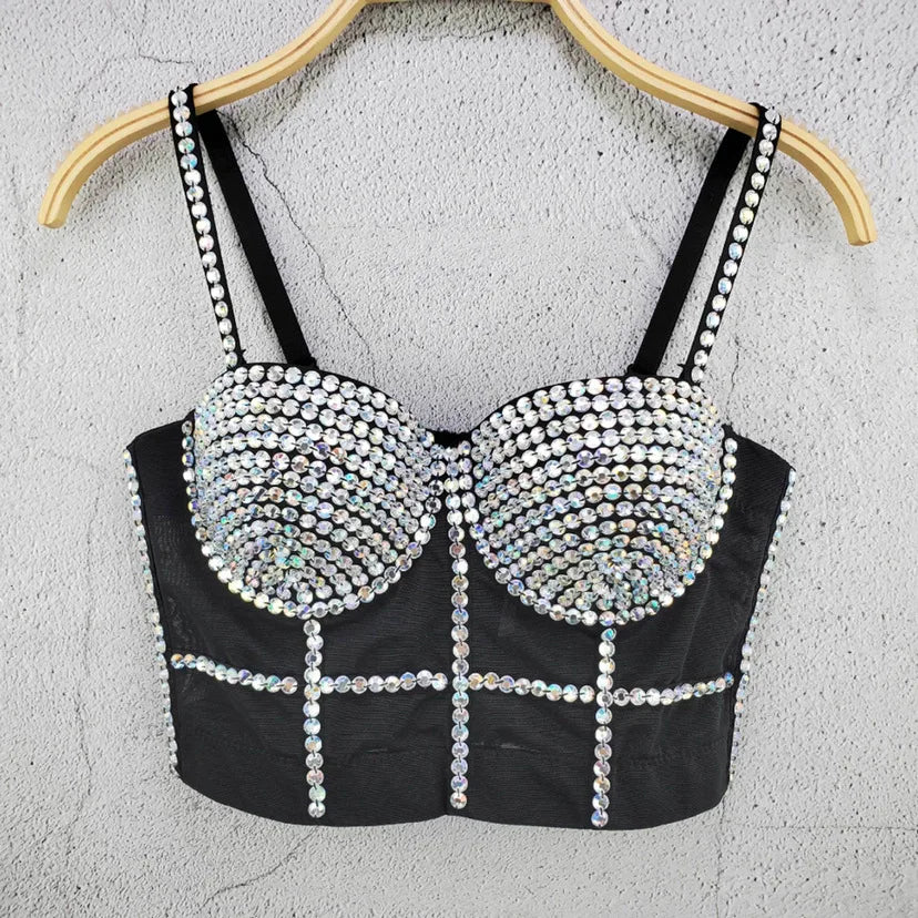 Pearl Rhinestone Y2K Corset Crop Top