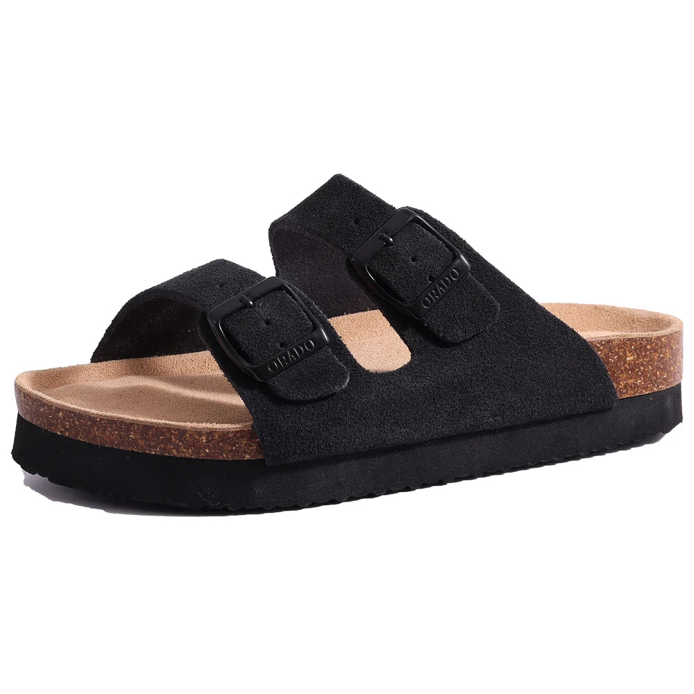 Unisex Suede Cork Insole Mules Slippers