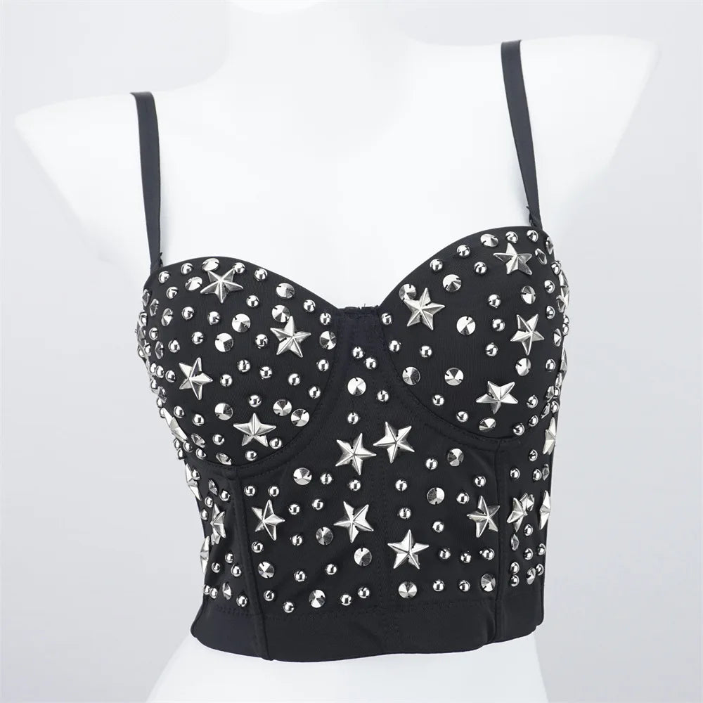 Pearl Rhinestone Y2K Corset Crop Top
