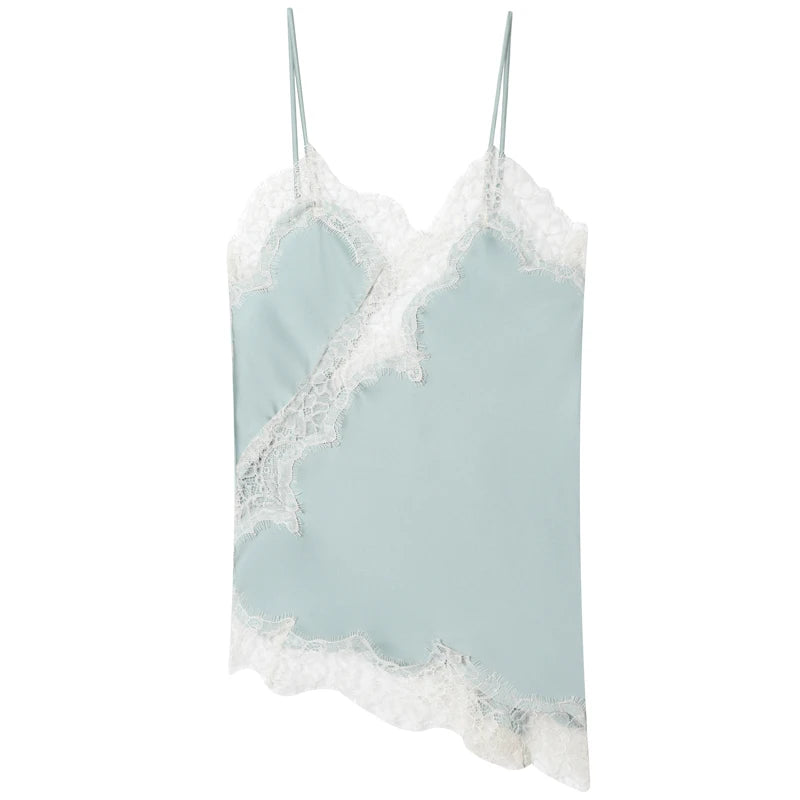 Y2K Satin Lace Backless Camisole Top