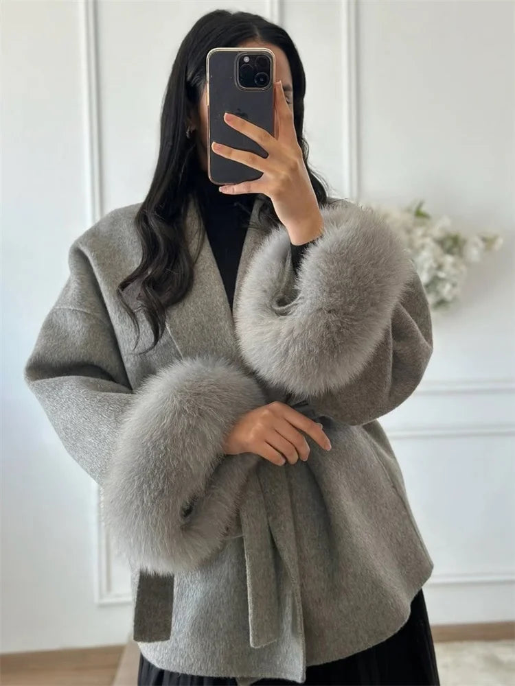 Tossy Fox Fur Wool Overcoat