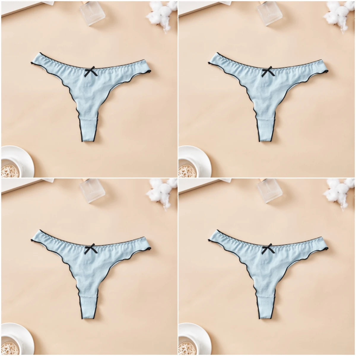 4-Piece Cotton Seamless Thong Set