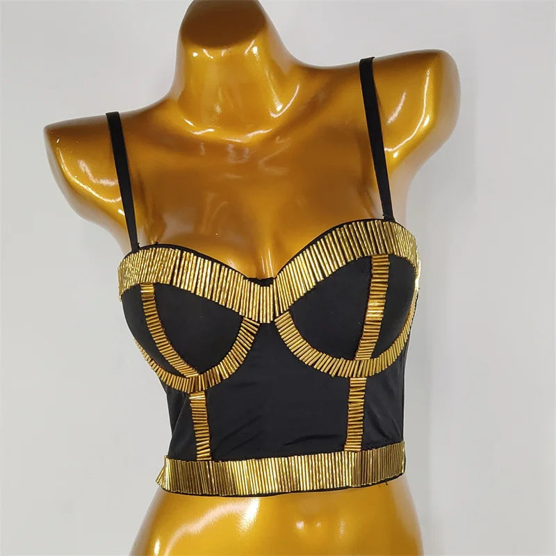 Pearl Rhinestone Y2K Corset Crop Top